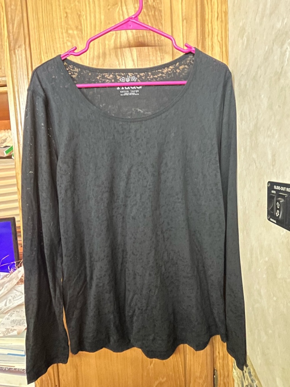 Mudd Sz XL Black Lace-Back Long Sleeve Women's Top